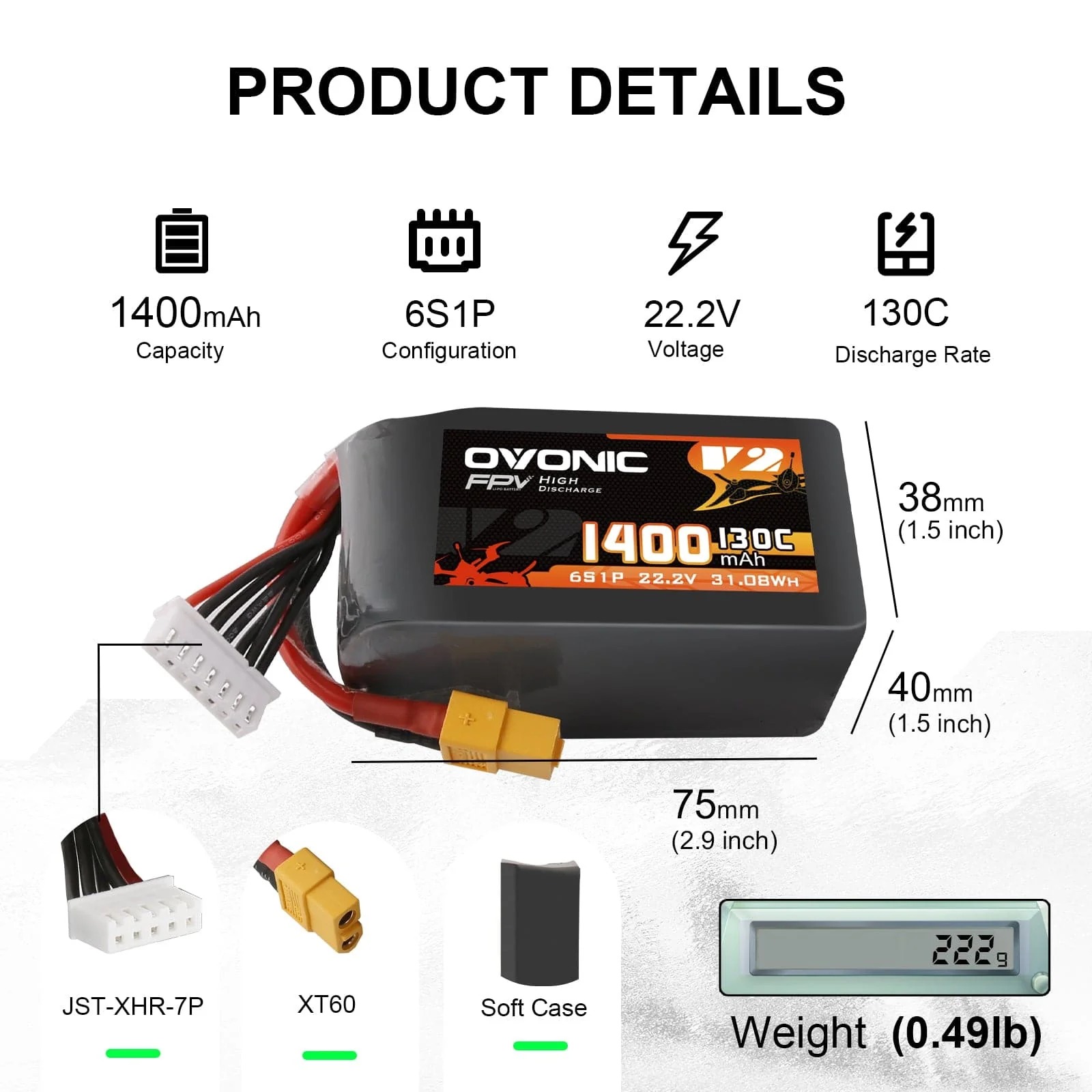 Ovonic 6S 1400mAh 130C LiPo Ba - đánh giá và giá Drone Battery Bag