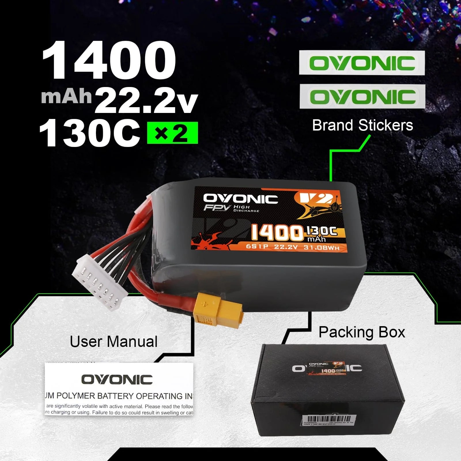 Ovonic 6S 1400mAh 130C LiPo Ba - đánh giá và giá Drone Battery Bag