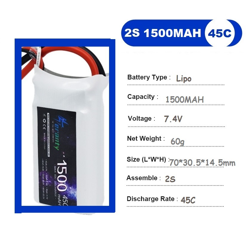 2PCS 7.4V Lipo 2S Battery 1500 - đánh giá và giá Drone Battery Lipo